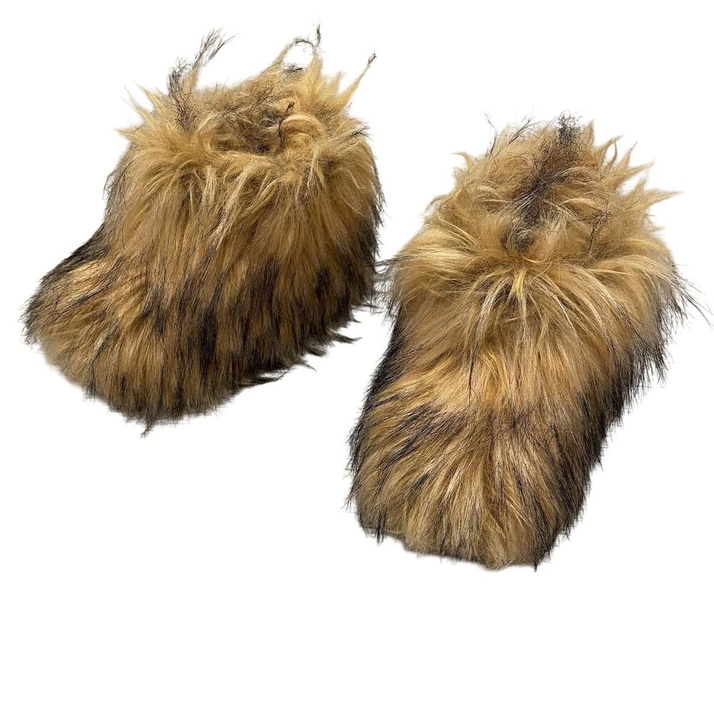 Girls Ankle Boots Faux Fur Shaggy Size 1.5 -2 Fluffy Furry Yeti Little Kids